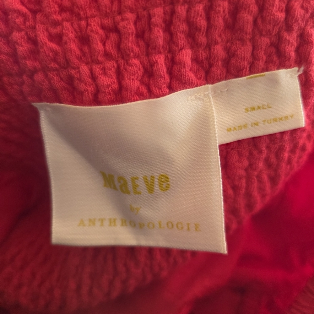 Anthropologie Maeve Women's Puff Sleeve Sweetheart Feminine Mini Dress Red Sz S - Picture 15 of 16